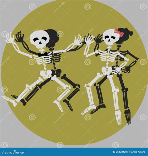 Dancing Skeletons. Skeletons Couple Dancing Happily. Cartoon ...