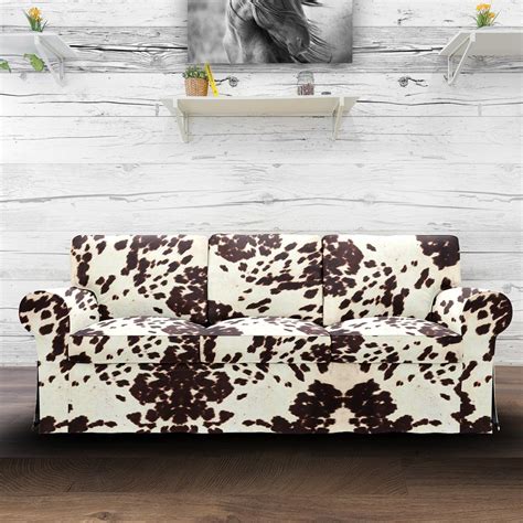 IKEA Ektorp Sofa Slip Cover, Farmhouse Faux Cow Dark Brown | Ikea ...