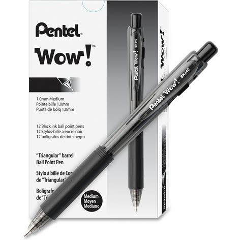 Pentel WOW! Retractable Ballpoint Pen, 1mm, Black Barrel/Ink, Dozen - Walmart.com - Walmart.com