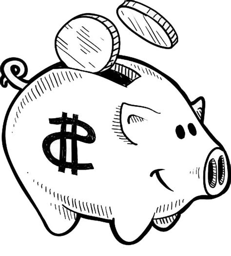 Piggy Bank Coloring Page - Coloring Home