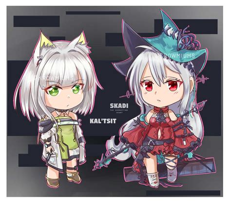 Arknights - Kal'tsit and Skadi chibis by krowmiums on DeviantArt