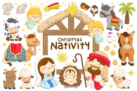 Christmas Nativity Clipart - Cute Animal Clip Art (3001742)