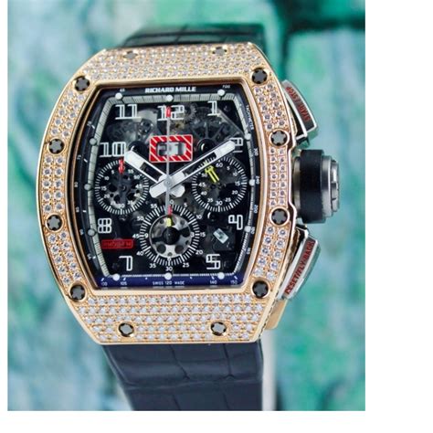 Richard Mille 18K Rose Gold Full Paved Diamond / RM011, Luxury, Watches on Carousell