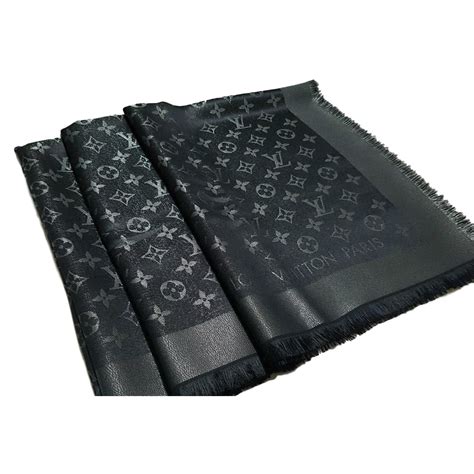 Louis Vuitton Classical Monogram Scarf Black Silk ref.64548 - Joli Closet