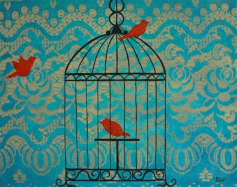 Red Canaries in a Bird Cage Original Painting | Etsy | Original painting etsy, Canary bird ...
