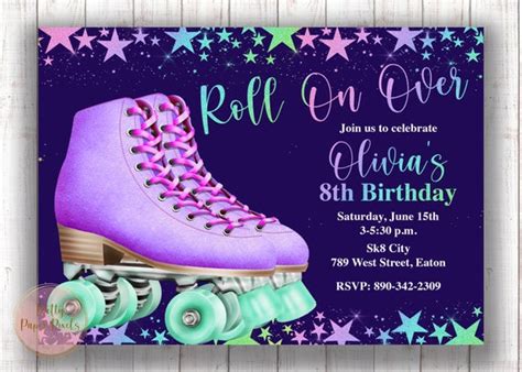 Roller Skate Birthday Party Invitation Skating Roller | Etsy