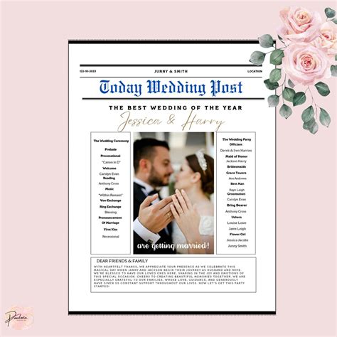 Newspaper Wedding Template, Wedding Timeline Editable, Canva Wedding ...