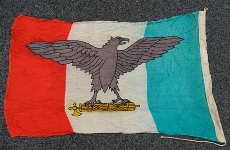 A rare WWII wartime 1944 dated Italian Fascist Party RSI linen flag. Approximately 150 x 95 cm.