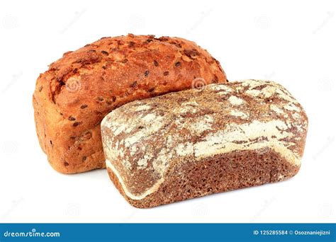 Two Breads of Wheat and Rye Flour Isolated. Stock Photo - Image of ...