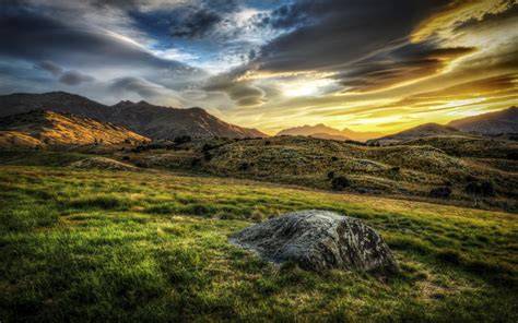 Morning Mountains Sky Landscape Sunrise Sunset Hdr HD Background wallpaper | nature and ...