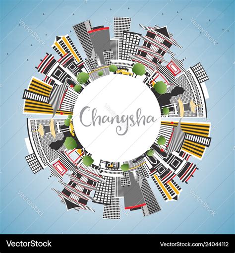 Changsha china city skyline with gray buildings Vector Image