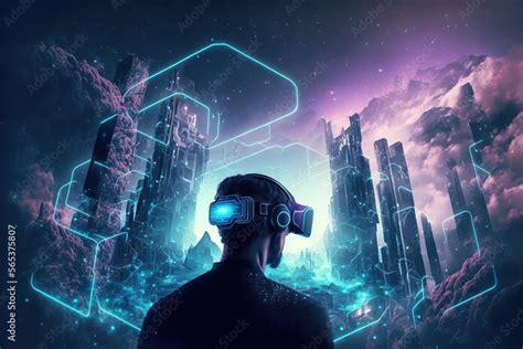 Metaverse technology and augmented reality background Stock Illustration | Adobe Stock