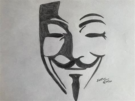 ArtStation - Guy Fawkes mask pencil sketch