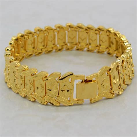 Dubai Bracelet For Men Women 24K Gold Color Width 21cm 16mm Hiphop Chain Bracelet Ethiopian ...