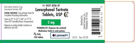 Levorphanol Tartrate (Lannett Company, Inc.): FDA Package Insert