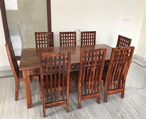 Wooden 8 Seater Dining Table Set at Rs 45000/set | Sheesham Dining ...