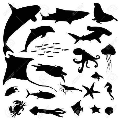 Aquatic life silhouettes pack | Leben im wasser, Fisch silhouette ...