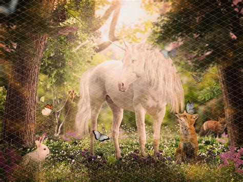 Gorgeous Unicorn Magical Forest Scene With Woodland Animals - Etsy