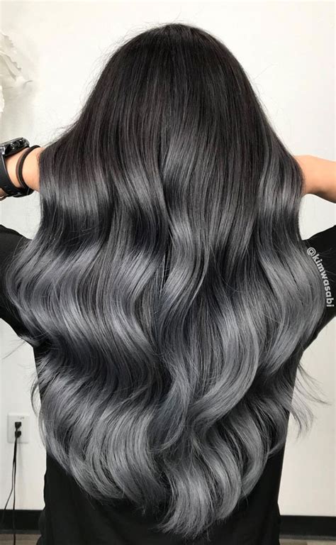 50 Autumn’s 2022 Hair Colour Trends : Smokey Grey Long Hair