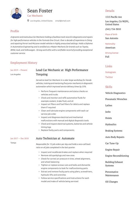 Automobile Service Engineer Resume Sample – Coverletterpedia