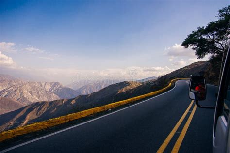 Curved Road in Mountains with Cliff Stock Photo - Image of freedom ...