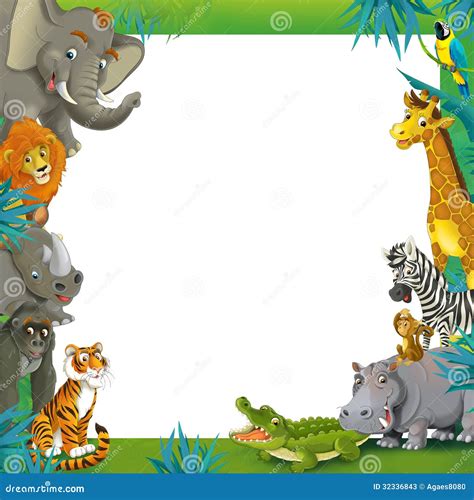 Cartoon Safari - Jungle - Frame Border Template - Illustration For The Children Stock Photos ...