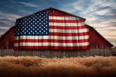 Premium AI Image | American Flag on a Farmhouse Wall