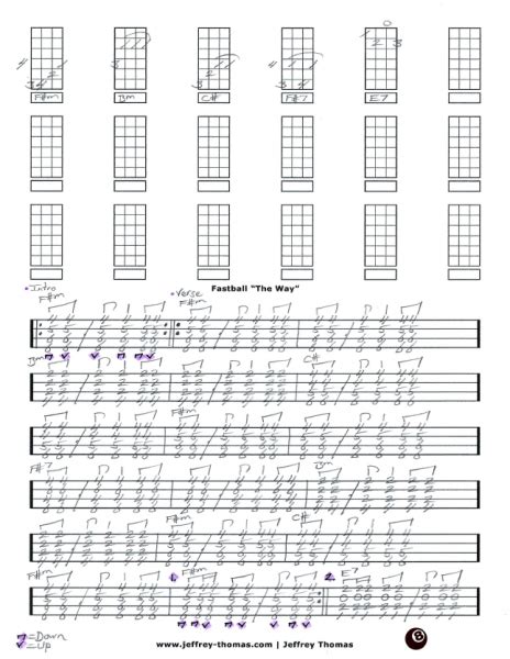 Fastball The Way Free Ukulele Tab by Jeffrey Thomas