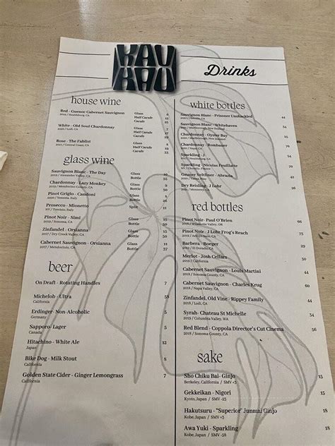 Menu of Kau Kau in Sacramento, CA 95819