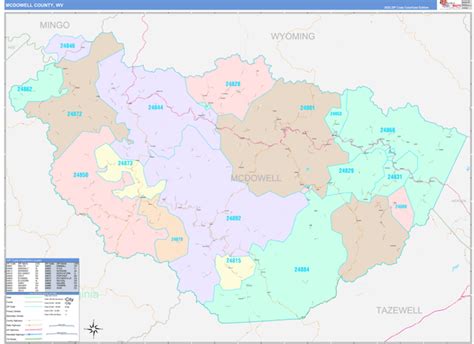 McDowell County, WV Wall Map Color Cast Style by MarketMAPS - MapSales