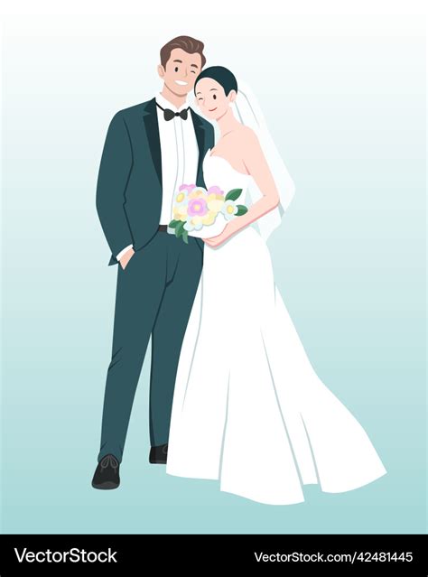 Wedding couple cartoon Royalty Free Vector Image