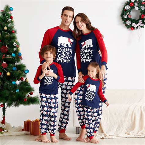 PatPat Mosaic Family Matching Polar Bear Christmas Pajamas Sets,Unisex ...