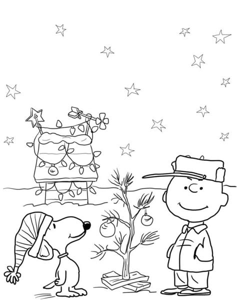 Snoopy on Christmas Night coloring page - Download, Print or Color Online for Free