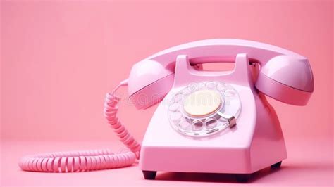Vintage Classic Rotary Dial Pink Phone. Pastel Colour Palette. Retro Concept. Generative AI ...