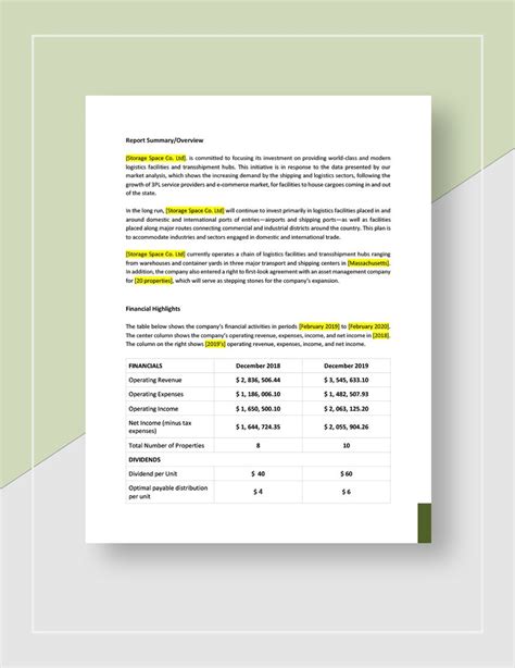 Real Estate Asset Management Report Template - Google Docs, Word, Apple ...