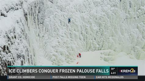 Ice climber conquers frozen Palouse Falls | krem.com