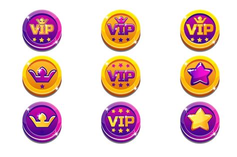 Vip and crown coins in gold and black | Premium Vector