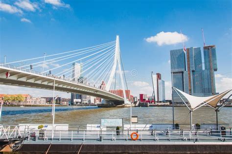 The Erasmus Bridge in Rotterdam in Netherlands Editorial Photography - Image of river, center ...