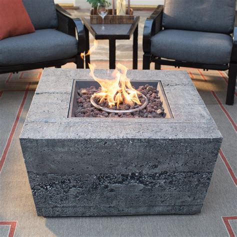 Red Ember Glacier Stone 35 in. Square Gas Fire Pit Table with FREE Cover - Fire Pits at ...