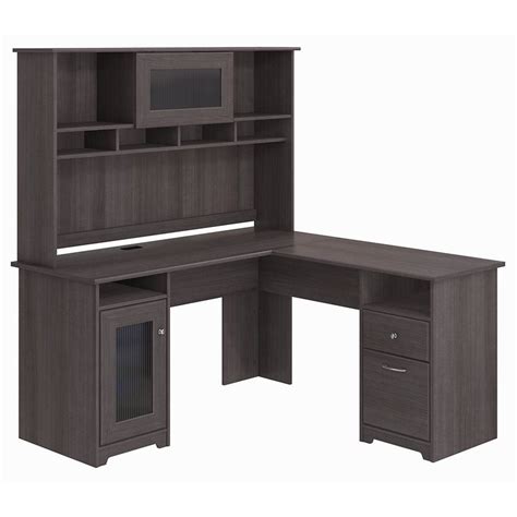 Cabot L Shaped Desk with Hutch in Heather Gray - Engineered Wood - Walmart.com - Walmart.com