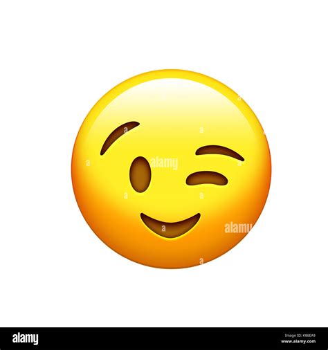 The isolated yellow smiley face and single wink icon Stock Photo - Alamy