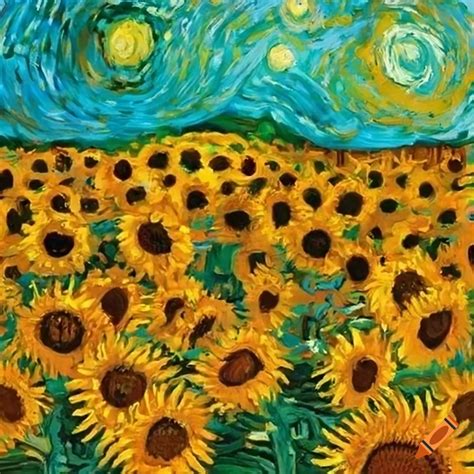 Van gogh style sunflower field painting on Craiyon