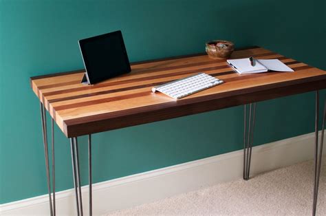 Buy Hand Crafted Mid Century Modern Desk Featuring A Maple,Mahogany And Walnut Wood Top With ...