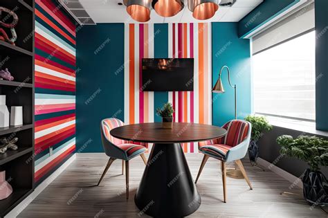 Premium AI Image | Bold colors and stripes set the tone for a modern ...