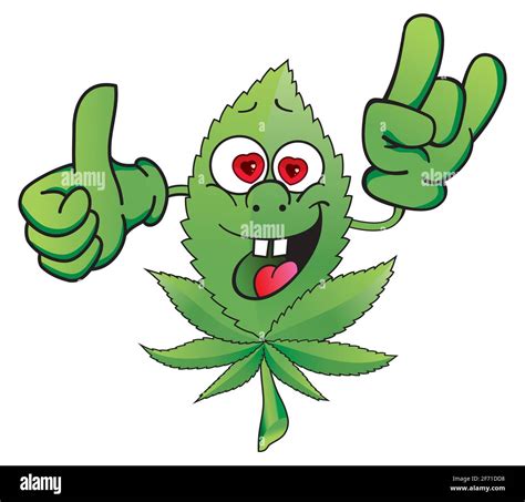 Hemp Leaf. Cute funny Weed marijuana leaf. Cartoon mascot character. Medical cannabis, weed ...