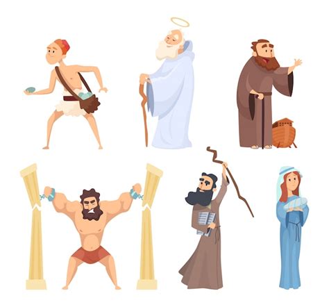 Free Vector | Holy bible christian characters set. noah and virgin mary ...