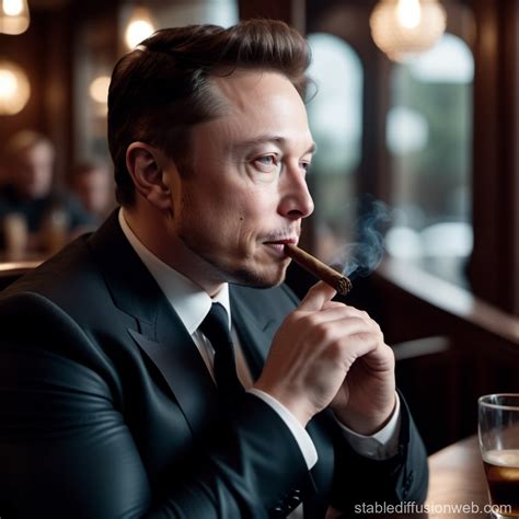 elon musk sitting at a cafe smoking a cigar Prompts | Stable Diffusion ...