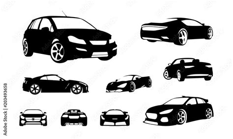 Set of Car silhouette vector, Sport Car silhouette vector Stock Vector ...