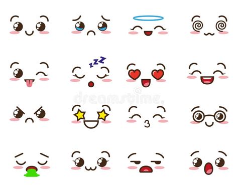 Kawaii Emoji. Cute Emoticons Stock Vector - Illustration of emoji, drawing: 108254508