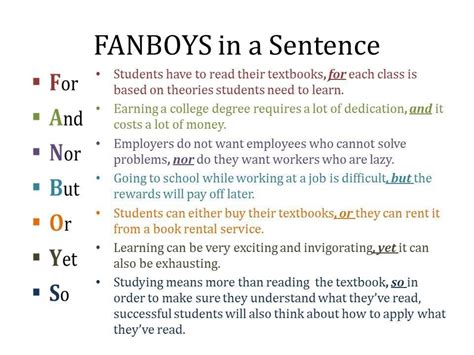 fanboys-in-a-sentence | Gramática, Apuntes, Hucha